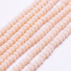 Lavender Blush Opaque Glass Beads Strands, Faceted, Rondelle, Lavender Blush, 2.5x1.5~2mm, Hole: 0.5mm, about 185~190pcs/strand, 13.7 inch~14.1 inch