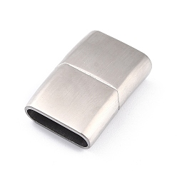 Stainless Steel Color 304 Stainless Steel Magnetic Clasps with Glue-in Ends, Matte Style, Rectangle, Stainless Steel Color, 28.5x18.5x7mm, Hole: 5x16.5mm