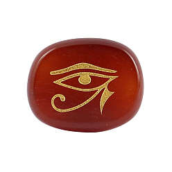 Ágata Roja Cabochones cornalina natural, ovalado con ojo egipcio de patrón ra/re, religión, 25x20x6.5 mm