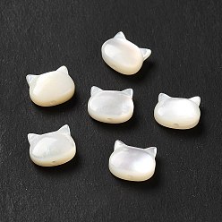 Blanc Perles naturelles de coquillages blancs, cat, blanc, 6x7x3mm, Trou: 0.8mm