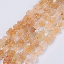 Citrino Hebras de perlas naturales citrino primas en bruto, pepitas, 15~20x14~18x10~14 mm, agujero: 1 mm, sobre 25 unidades / cadena, 14.9 pulgada (38 cm)
