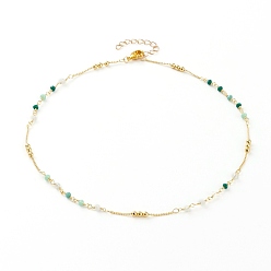 Coloré Colliers en verre à facettes, avec des perles en laiton et des fermoirs à pince de homard, ronde, réel 18 k plaqué or, colorées, 15-5/8 pouce (39.7 cm)