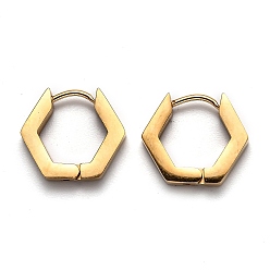 Золотой 304 серьги-кольца с шестигранной головкой из нержавеющей стали., золотые, 14x15.5x3 мм, штифты : 1 мм