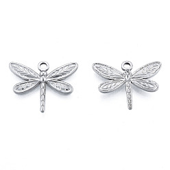 Stainless Steel Color 201 Stainless Steel Pendants, Dragonfly, Stainless Steel Color, 20x25x2mm, Hole: 2mm