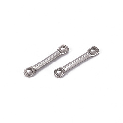 Stainless Steel Color 201 Stainless Steel Links Connectors, Laser Cut, Bar, Stainless Steel Color, 12.5x2x1mm, Hole: 1mm