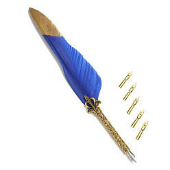 Bleu Moyen  Stylo trempé plume, avec pointe de stylo en alliage et pointes de rechange, pour la journée des professeurs, bleu moyen, 285x45mm
