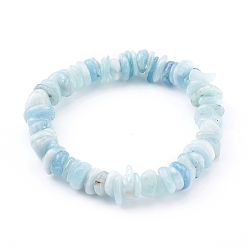 Aquamarine Chips Natural Aquamarine Beads Stretch Bracelets, Inner Diameter: 2-1/8 inch(5.5cm)
