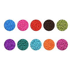 Color mezclado 12/0 bolas de semilla de vidrio para hornear pintura, rondo, color mezclado, 12/0, 1.5~2 mm, agujero: 0.5~1 mm, 10 colores, acerca 6000pcs / del color, 60000 PC / sistema