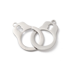Stainless Steel Color 304 Stainless Steel Pendants, Pair of Handcuffs Charm, Stainless Steel Color, 32x14x2mm, Hole: 1.4mm