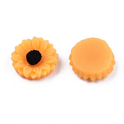 Orange Opaque Resin Cabochons, Flower, Orange, 8.5x3mm