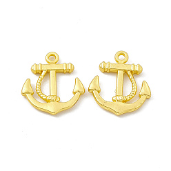 Matte Gold Color Rack Plating Alloy Pendants, Cadmium Free & Lead Free & Nickle Free, Anchor Charms, Matte Gold Color, 22.5x20x2.8mm, Hole: 2mm