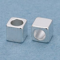 Silver 201 Stainless Steel Beads, Square, Silver, 3x3x3mm, Hole: 1.8mm