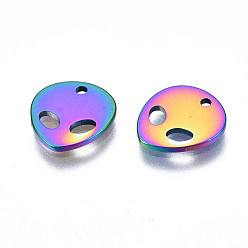 Rainbow Color Ion Plating(IP) 201 Stainless Steel Charms, Cadmium Free & Nickel Free & Lead Free, Alien, Rainbow Color, 10x9x1mm, Hole: 1mm