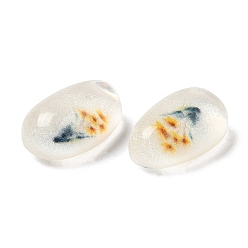Flower Transparent Epoxy Resin Cabochons, with Glitter Powder, Clear, Flower, 15x9x6mm