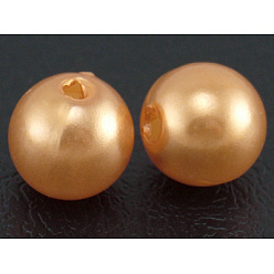 Orange Perles acryliques en nacre d'imitation , teint, ronde, orange, 6x5.5mm, trou: 1.5~2 mm, environ 4500 pièces / livre