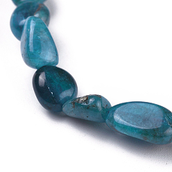 Apatite Bracelets extensibles en perles d'apatite naturelle, pierre tombée, nuggets, diamètre intérieur: 2~2-1/4 pouce (5.2~5.6 cm)