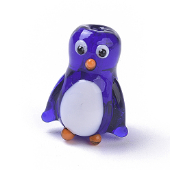 Сине-фиолетовый Бусины лэмпворк , мультфильм пингвин, синий фиолетовый, 19.5x16.5x14 мм, отверстие : 1.8 мм