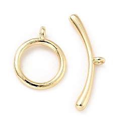 Light Gold Rack Plating Brass Toggle Clasps, Cadmium Free & Lead Free, Long-Lasting Plated Round Ring & Curved Bar, Light Gold, Ring: 12x10x2mm, Hole: 1.2mm, Bar: 19x6x2mm, Hole: 1.2mm