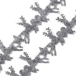 Gris Bordure en dentelle en feutre de cerf aimant Noël, embellissement de garniture de renne en polyester, pour la décoration de fête de Noël, grises , 1 pouces (25 mm), environ 10.94 yards (10m)/rouleau