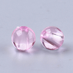 Pink Transparent Plastic Beads, Round, Pink, 6x5.5mm, Hole: 1.8mm, about 5000pcs/500g