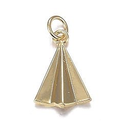Real 18K Gold Plated Brass Charms, with Jump Rings, Long-Lasting Plated, Paper Plane, Real 18K Gold Plated, 13x9x2mm, Hole: 3mm