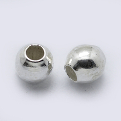 Argent 925 argent sterling perles d'entretoise, ronde, argenterie, 3mm, Trou: 1~1.2mm, environ200 pcs / 10 g