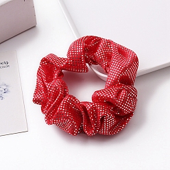 Red Polka Dot Pattern Cloth Elastic Hair Ties Scrunchie/Scrunchy Hair Ties for Girls or Women, Red, 40mm