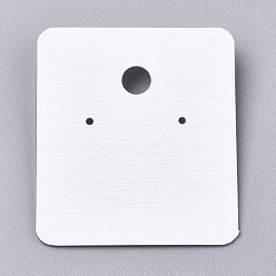 White Plastic Jewelry Display Cards, for Hanging Earring Display, Rectangle, White, 45.5x40x4.5mm, Hole: 1.4mm and 6mm, 100sheets/bag