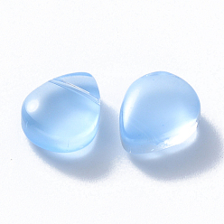 Light Sky Blue Baking Painted Glass Beads, Top Drilled Beads, Imitation Jade, Teardrop, Light Sky Blue, 12.5x10.5x5.5mm, Hole: 0.9mm