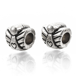 Antique Silver Tibetan Style Alloy Beads, Cadmium Free & Lead Free, Angel with Heart, Antique Silver, 10x11x9mm, Hole: 4mm, about 430pcs/1000g