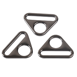 Gunmetal Alloy Adjuster Triangle with Bar Swivel Clips, D Ring Buckles, Gunmetal, 34mm, Inner Size: 38mm