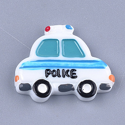White Resin Cabochons, Police Car, White, 24x29.5x5mm