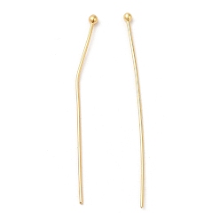 Real 18K Gold Plated Brass Ball Head Pins, Real 18K Gold Plated, 45x0.6mm, Head: 2mm