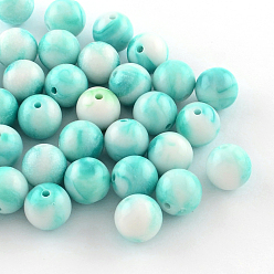 Turquoise Perles acryliques opaques, ronde, turquoise, 10mm, trou: 2 mm, environ 950 pcs / 500 g