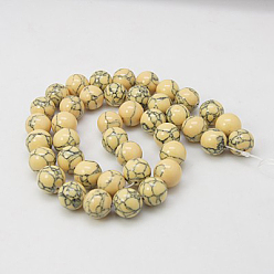 Moccasin Synthetic Turquoise Beads Strands, Dyed, Round, Moccasin, 10mm, Hole: 1mm, about 40pcs/strand, 15.7