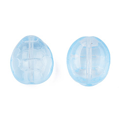 Sky Blue Transparent Spray Painted Glass Beads, Tortoise, Sky Blue, 12x11x7mm, Hole: 1mm