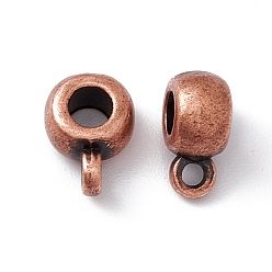 Red Copper Tibetan Style Tube Bails, Loop Bails, Bail Beads, Cadmium Free & Lead Free, Red Copper, 9x6x4mm, Hole: 1.5mm, Inner Diameter: 3mm