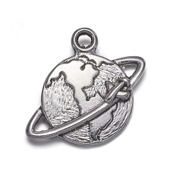 Antique Silver Zinc Alloy Pendants, Lead Free and Cadmium Free, Antique Silver, Earth, 18x18x2mm, hole: 2mm