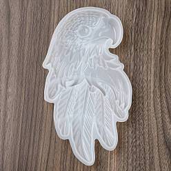 Blanc Moules de décoration d'affichage de tête d'aigle en silicone, bricolage, moules de résine, pour la résine UV, fabrication artisanale de résine époxy, blanc, 208x113x21mm