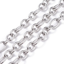 Stainless Steel Color 304 Stainless Steel Oval Link Chains, Unwelded, with Spool, Stainless Steel Color, 21x13x3mm, 15x12.5x3mm, about 16.40 Feet(5m)/Roll