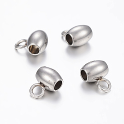 Stainless Steel Color 304 Stainless Steel Tube Bails, Loop Bails, Barrel Bail Beads, Stainless Steel Color, 7x5x4mm, Hole: 2mm, Inner Diameter: 2mm.