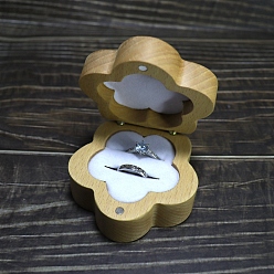 Verge D'or Boîtes de rangement pour alliances en bois fleuri avec intérieur en velours, coffret cadeau en bois pour bague de couple avec fermoirs magnétiques, verge d'or, 7x3.6 cm