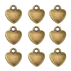 Antique Bronze Tibetan Style Alloy Charms, Lead Free and Cadmium Free, Antique Bronze, Heart, about 12mm long, 10mm wide, 2.5mm thick hole: 2mm