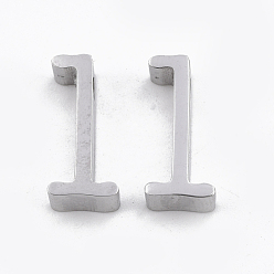 Letter L 304 подвески из нержавеющей стали, цвет нержавеющей стали, буквы, letter.l, 13x6x3 мм, отверстие : 1.8 мм