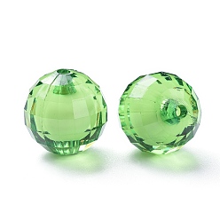 Lime Green Transparent Acrylic Beads, Bead in Bead, Faceted, Round, Lime Green, 20mm, Hole: 2mm, about 110pcs/500g