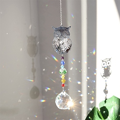 Chouette Décorations de pendentif en cristal, avec les accessoires en métal, Pour la maison, décor de jardin, chouette, 300~400mm