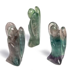 Fluorita Decoraciones de fluorita naturales, ángel decoración piedras curativas, regalos de energía reiki para mujeres hombres, ángel, 31.5x15x49.5 mm