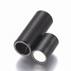 Gunmetal 304 Stainless Steel Magnetic Clasps with Glue-in Ends, Frosted, Column, Gunmetal, 17x7mm, Hole: 5mm