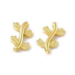 Real 24K Gold Plated Brass Connector Charms, Cadmium Free & Lead Free, Leaf Links, Real 24K Gold Plated, 10x6x1.5mm, Hole: 1mm