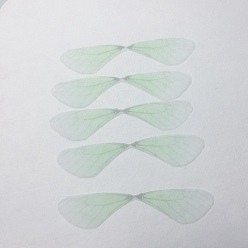 Light Green Atificial Craft Chiffon Butterfly Wing, Handmade Organza Dragonfly Wings, Gradient Color, Ornament Accessories, Light Green, 19x83mm